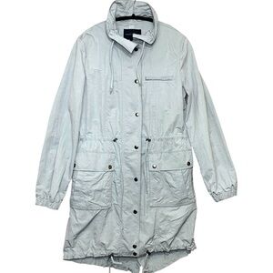 Banana Republic Windbreaker Utility Jacket Gray M Cargo Pocket Light Minimalist